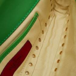 Valentino Green Leather Rockstud Bracelet Clutch