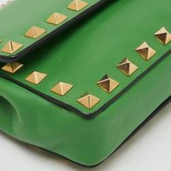 Valentino Green Leather Rockstud Bracelet Clutch