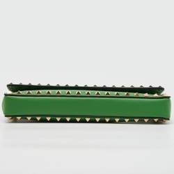 Valentino Green Leather Rockstud Bracelet Clutch