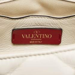 Pre Owned Valentino Off White Quilted Leather Mini Candystud Top Handle Bag