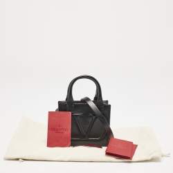 Valentino Black Leather Mini VLogo Walk Tote