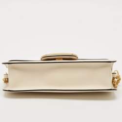 Valentino Off White Leather Loco Flap Shoulder Bag