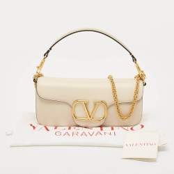 Valentino Off White Leather Loco Flap Shoulder Bag