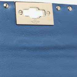 Pre Owned Valentino Blue Leather Rockstud Spike Belt Bags