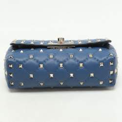 Pre Owned Valentino Blue Leather Rockstud Spike Belt Bags