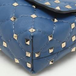 Pre Owned Valentino Blue Leather Rockstud Spike Belt Bags