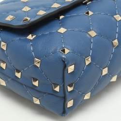 Pre Owned Valentino Blue Leather Rockstud Spike Belt Bags