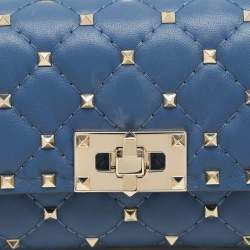 Pre Owned Valentino Blue Leather Rockstud Spike Belt Bags