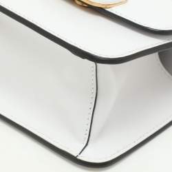 Valentino White Leather Micro V Sling Crossbody Bag