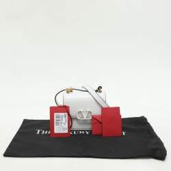 Valentino White Leather Micro V Sling Crossbody Bag