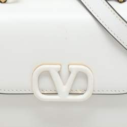 Valentino White Leather Micro V Sling Crossbody Bag