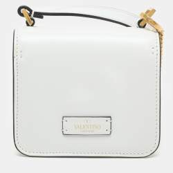 Valentino White Leather Micro V Sling Crossbody Bag