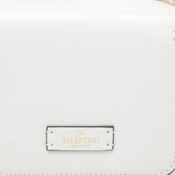 Valentino White Leather Micro V Sling Crossbody Bag