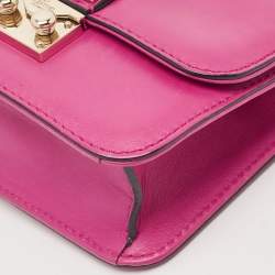Valentino Fuchsia Leather Mini Rockstud Glam Lock Shoulder Bag