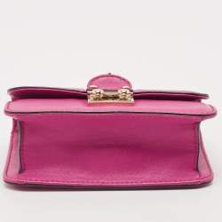 Valentino Fuchsia Leather Mini Rockstud Glam Lock Shoulder Bag