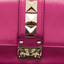 Valentino Fuchsia Leather Mini Rockstud Glam Lock Shoulder Bag