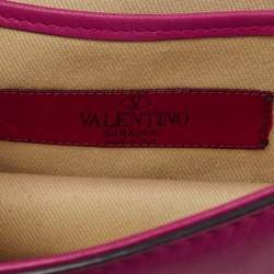 Valentino Fuchsia Leather Mini Rockstud Glam Lock Shoulder Bag
