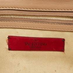 Valentino Beige Leather Medium Glam Lock Shoulder Bag