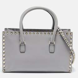 Valentino Grey Leather Rockstud Tote