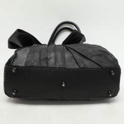 Valentino Black Leather and Mesh Bow Tote