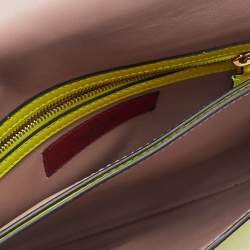 Valentino Neon Yellow Leather Rockstud Flap Wristlet Clutch
