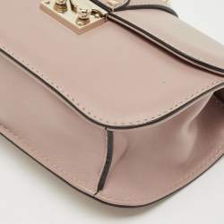 Pre Owned Valentino Beige Leather Small Rockstud Glam Lock Flap Bag