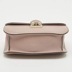 Pre Owned Valentino Beige Leather Small Rockstud Glam Lock Flap Bag