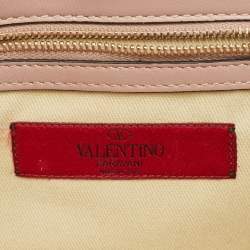 Pre Owned Valentino Beige Leather Small Rockstud Glam Lock Flap Bag