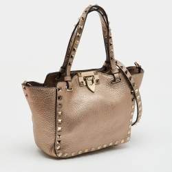 Valentino Gold Leather Mini Rockstud Trapeze Tote