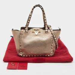 Valentino Gold Leather Mini Rockstud Trapeze Tote