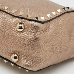 Valentino Gold Leather Mini Rockstud Trapeze Tote