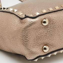 Valentino Gold Leather Mini Rockstud Trapeze Tote
