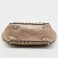 Valentino Gold Leather Mini Rockstud Trapeze Tote
