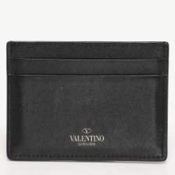 Valentino Black Leather Rockstud Card Holder