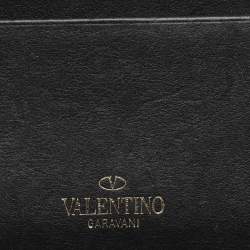Valentino Black Leather Rockstud Card Holder