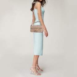 Pre Owned Valentino Dusty Pink Iconographe Canvas Loco Flap Bag