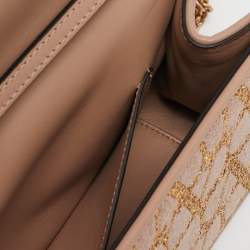 Pre Owned Valentino Dusty Pink Iconographe Canvas Loco Flap Bag