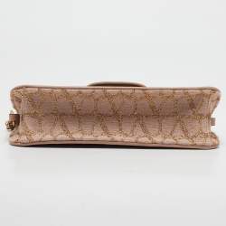 Pre Owned Valentino Dusty Pink Iconographe Canvas Loco Flap Bag