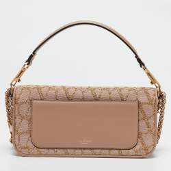 Pre Owned Valentino Dusty Pink Iconographe Canvas Loco Flap Bag