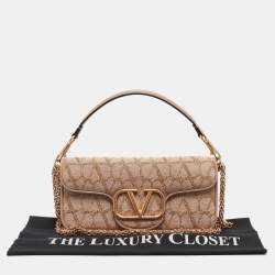 Pre Owned Valentino Dusty Pink Iconographe Canvas Loco Flap Bag