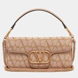 Pre Owned Valentino Dusty Pink Iconographe Canvas Loco Flap Bag
