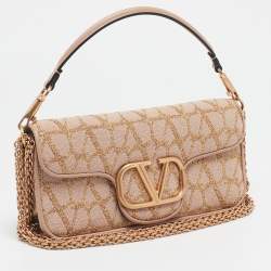 Pre Owned Valentino Dusty Pink Iconographe Canvas Loco Flap Bag