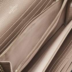 Pre Owned Valentino Beige Leather Rockstud Envelope Wallet on Chain