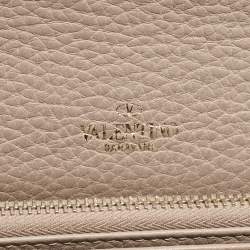 Pre Owned Valentino Beige Leather Rockstud Envelope Wallet on Chain