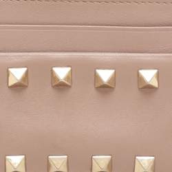 Valentino Beige Leather Rockstud Card Holder