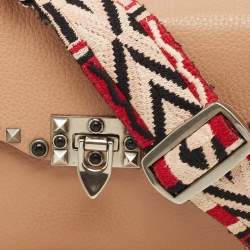Valentino Beige Leather Medium Rolling Rockstud Shoulder Bag