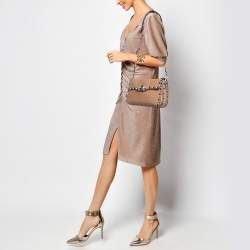 Valentino Beige Leather Medium Rolling Rockstud Shoulder Bag