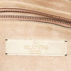 Valentino Beige Leather Medium Rolling Rockstud Shoulder Bag