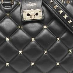 Valentino Black Quilted Leather Candystud Tote