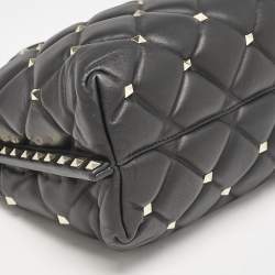 Valentino Black Quilted Leather Candystud Tote